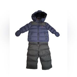 Polo Ralph Lauren Kids Black Blue Down Waterproof 2PC Snow Suit  12M NWT Toddler